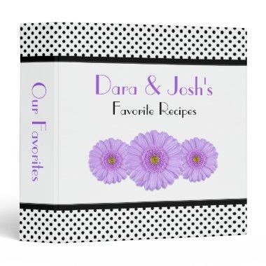 Purple Daisy Black White Polka Dot Recipe Binder