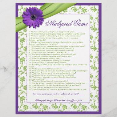 Purple Daisy Green Bridal Shower Newlywed Game