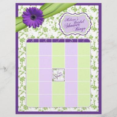 Purple Daisy Green Floral Bridal Shower Bingo