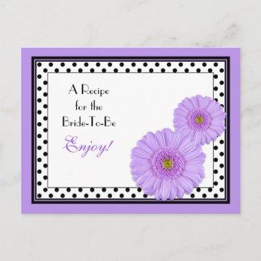 Purple Daisy Recipe Invitations for the Bride to Be