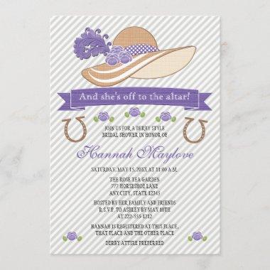 Purple Derby Hat Bridal Shower Invitations