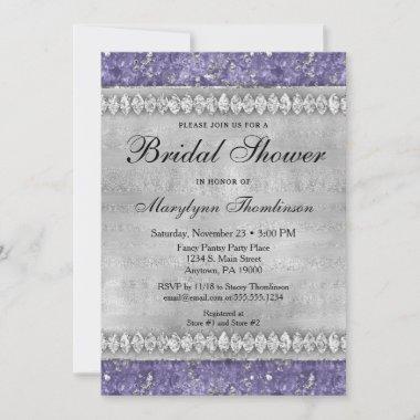 Purple Diamonds Bridal Shower Invitations Silver