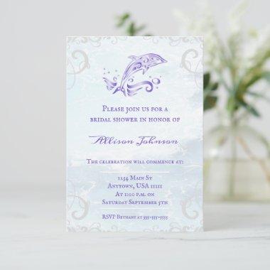 Purple Dolphin Bridal Shower Invite