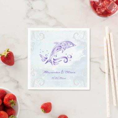 Purple Dolphin Bridal Shower Napkin