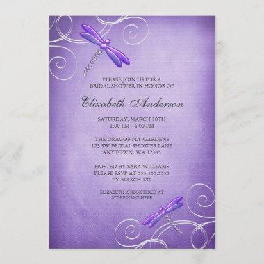 Purple Dragonfly Swirls Bridal Shower Invitations