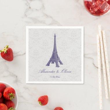 Purple Eiffel Tower Damask  Napkins