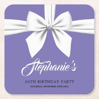 Purple Elegant Fancy Tiffany Party Decor Square Paper Coaster