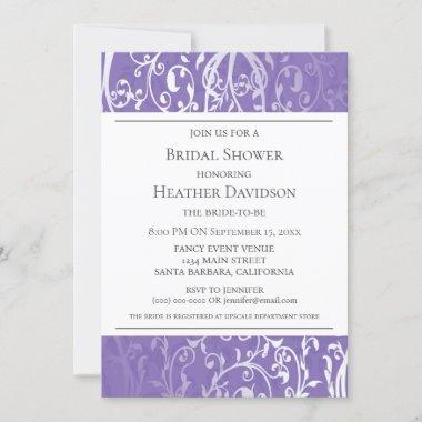 Purple Elegant Flourish Bridal Shower Invite