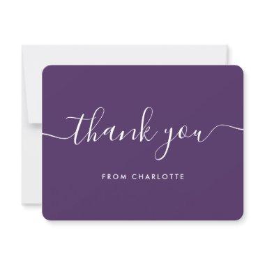 Purple Elegant Script Wedding Shower Birthday Thank You