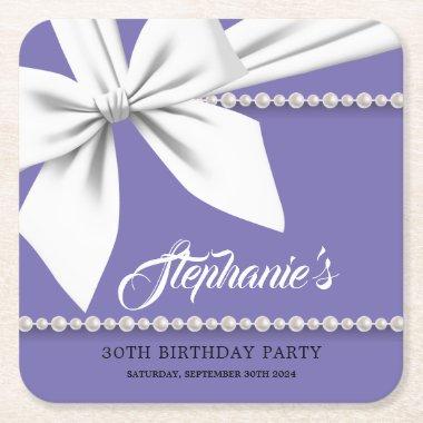 Purple Elegant Tiffany Fancy Party Tableware Square Paper Coaster