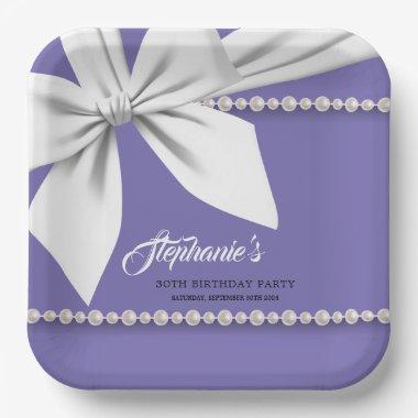 Purple Elegant Tiffany Pearls Party Tableware Paper Plates