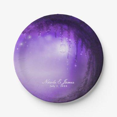 Purple Enchanted Forest Fantasy Wedding Reception Paper Plates