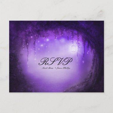Purple Enchanted Forest Fantasy Wedding RSVP Card