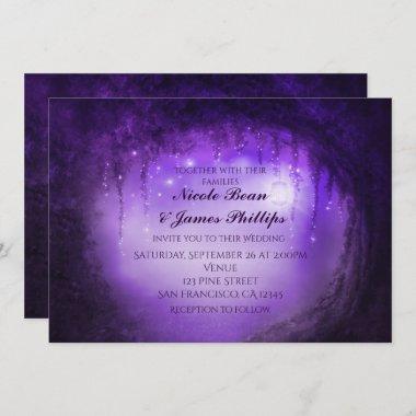 Purple Enchanted Forest Tree Fantasy Invitations