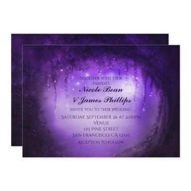 Purple Enchanted Forest Tree Fantasy Invitations