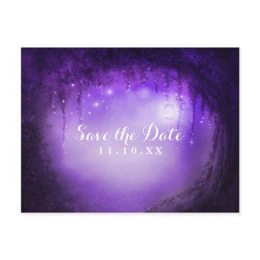 Purple Enchanted Forest Wedding Save the Date Announcement Post