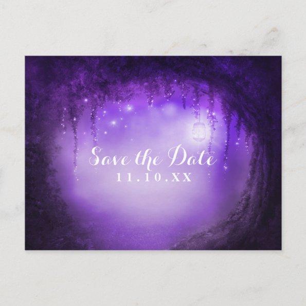Purple Enchanted Forest Wedding Save the Date Announcement PostInvitations