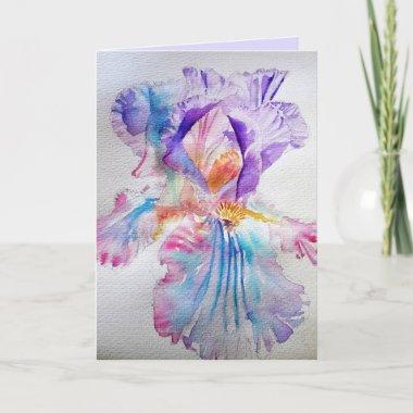Purple Ethereal Iris Watercolour Birthday Invitations