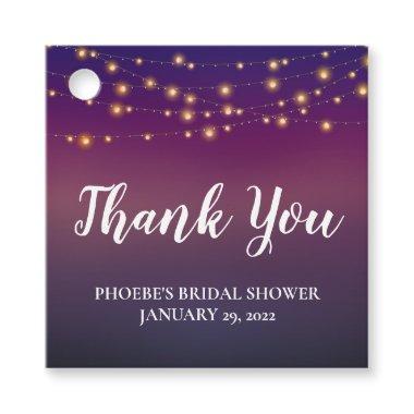 Purple Evening Sky String Lights Bridal Shower Favor Tags