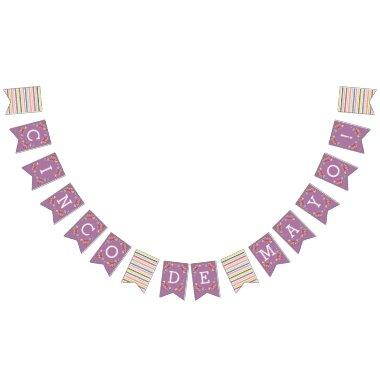 Purple Fiesta Floral Cinco de Mayo Bunting Banner