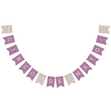 Purple Fiesta Floral Cinco de Mayo Bunting Banner