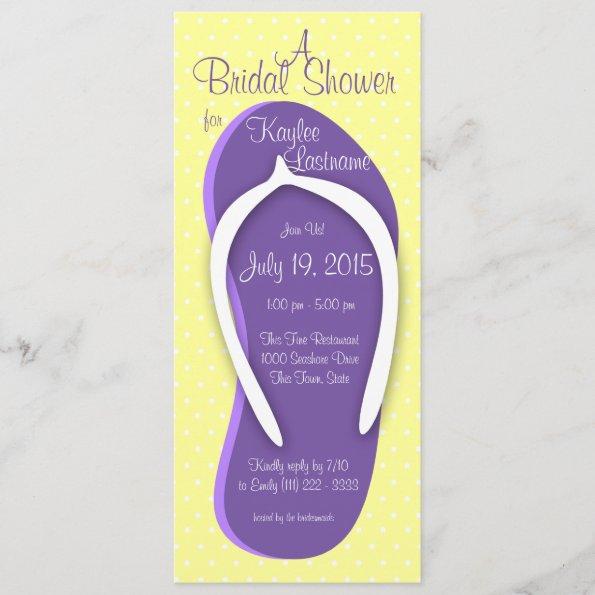 Purple Flip Flop Bridal Shower Invitations