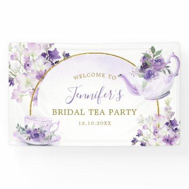 Purple Floral Baby Shower Tea Party Large Banner