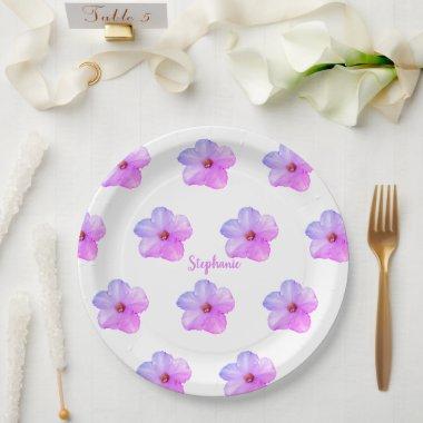 Purple Floral Birthday Wedding Bridal Shower Paper Plates