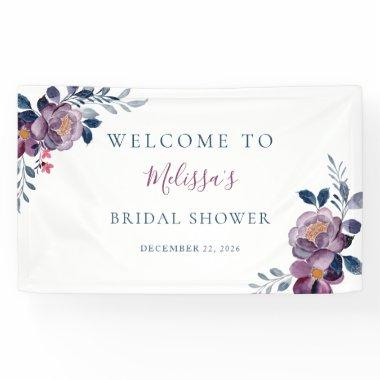 Purple Floral Botanical Bridal Shower Banner