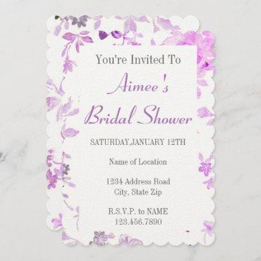 Purple Floral Bridal Shower Invitations