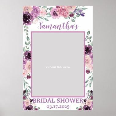 Purple Floral Bridal Shower Photo Prop Frame Boho Poster