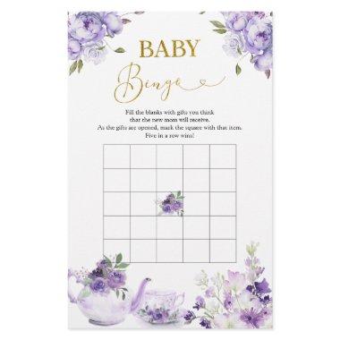Purple Floral  Tea Baby Bingo Game