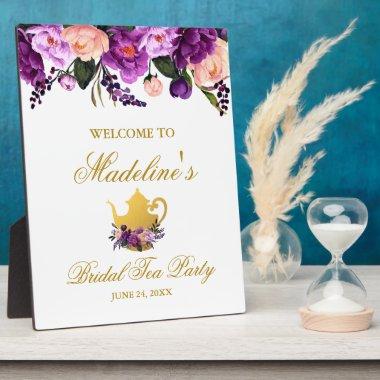 Purple Floral  Tea Gold Welcome Plaque