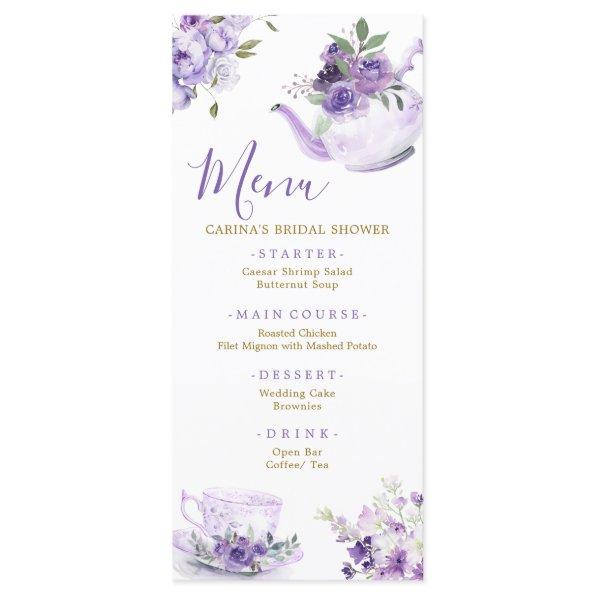 Purple Floral  Tea Menu
