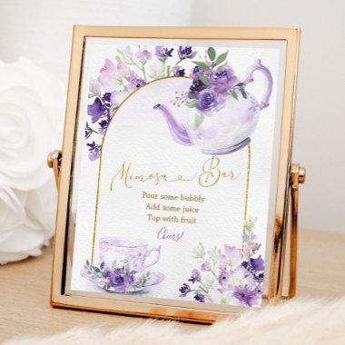 Purple Floral Bridal Shower Tea Mimosa Bar Sign