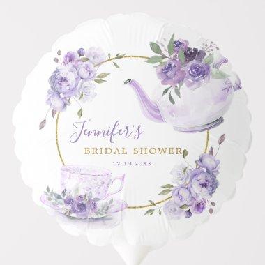 Purple Floral Bridal Shower Tea Party Balloon