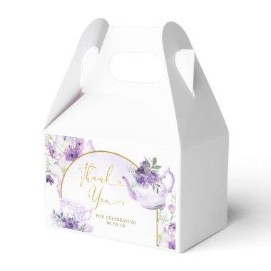 Purple Floral Bridal Shower Tea Party Favor Boxes