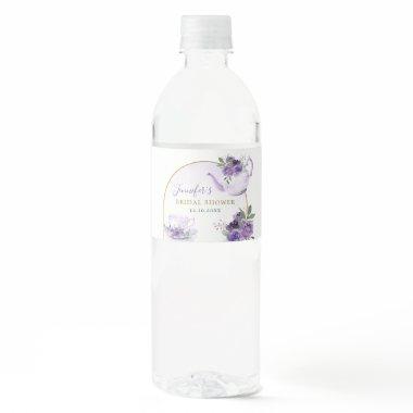 Purple Floral  Tea Water Bottle Label
