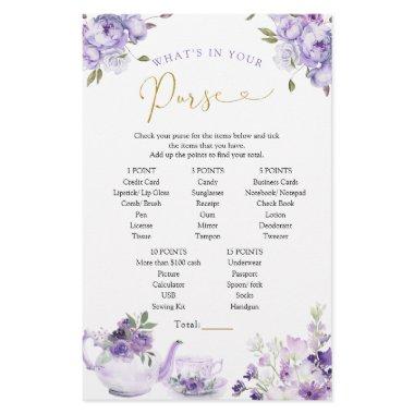 Purple Floral Bridal Tea What's in Your Purse Game