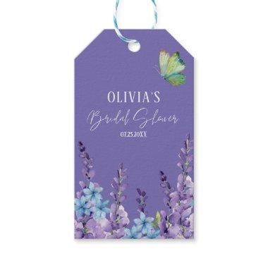 Purple Floral Butterfly Bridal Shower Gift Tags