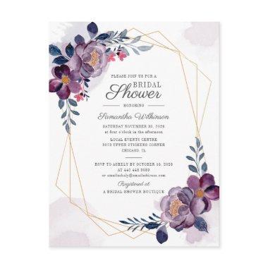 Purple Floral Geometric Script  Invitation Post