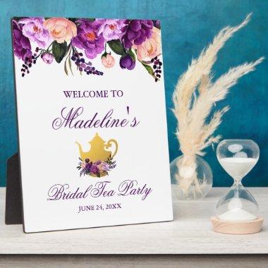 Purple Floral Gold  Tea Welcome Plaque