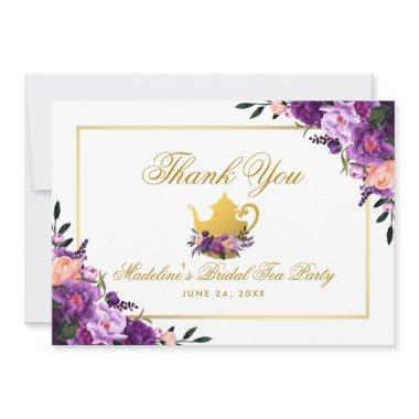 Purple Floral Gold Thank You Bridal Tea Party P