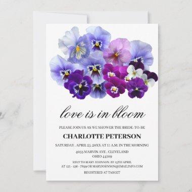 Purple Floral Love Is In Bloom Bridal Shower Invitations