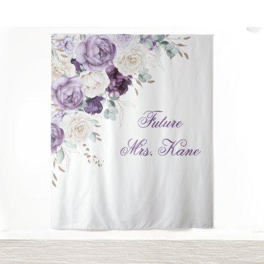 Purple Floral Modern Wedding Tapestry