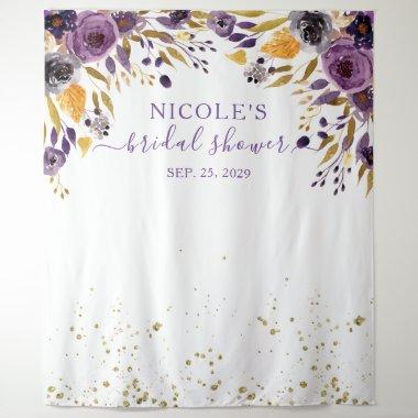 Purple Floral n Gold Bridal Shower Backdrop