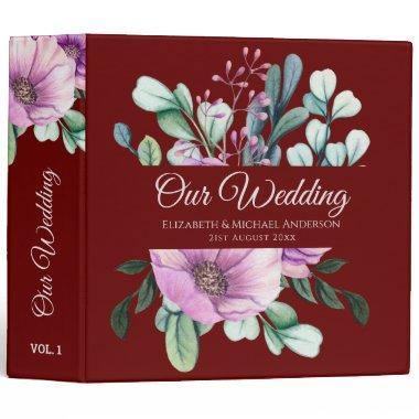 Purple Floral NEWLYWEDS Wedding Planner or Album 3 Ring Binder