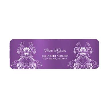 Purple Floral Return Address Label