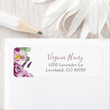 Purple Floral Return Address Label