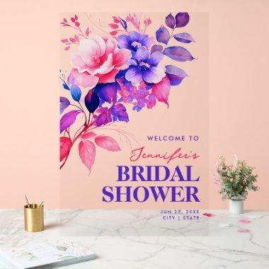 Purple Floral Watercolor  Welcome Acrylic Sign